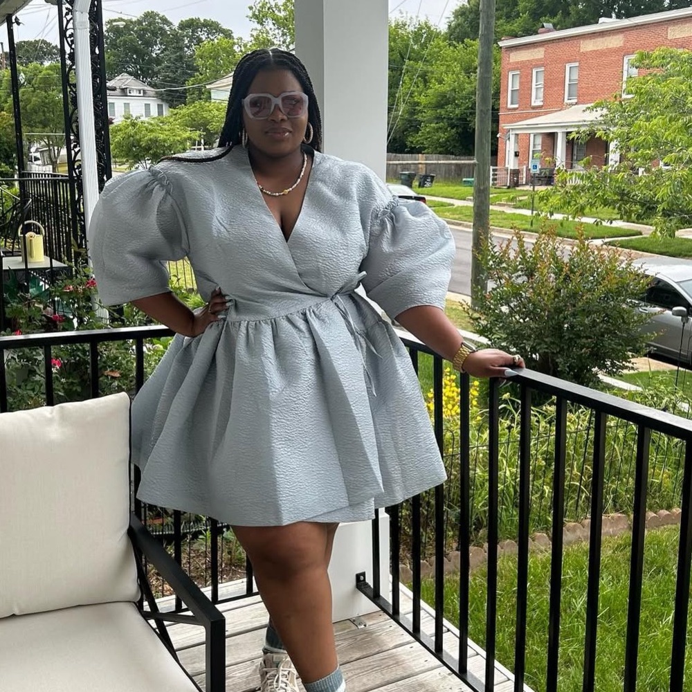 ASOS EDITION Curve wrap smock textured mini dress